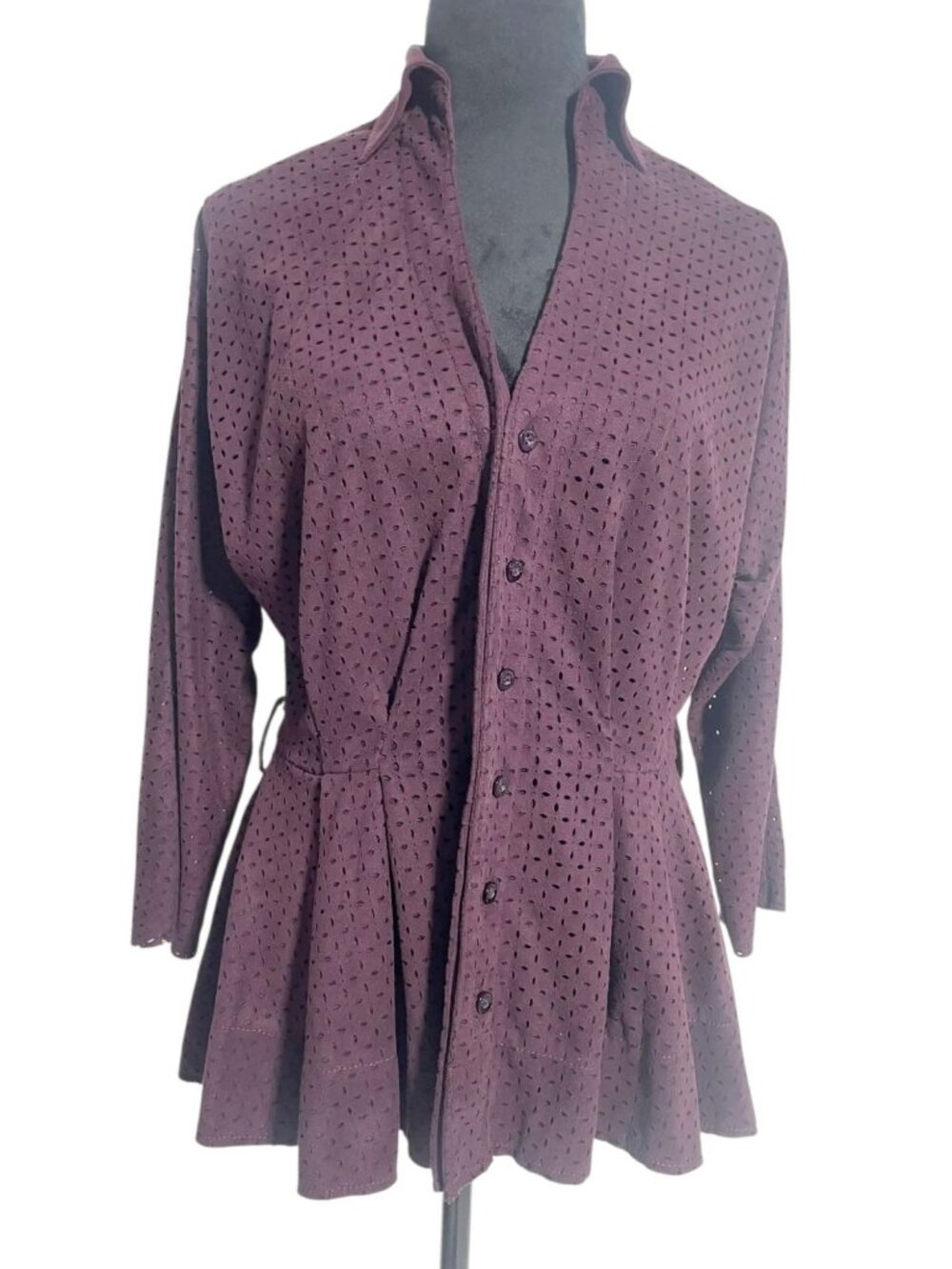 Byron Lars beauty mark Size 6  Top Blouse Jacket Missing Belt Peplum Button Up